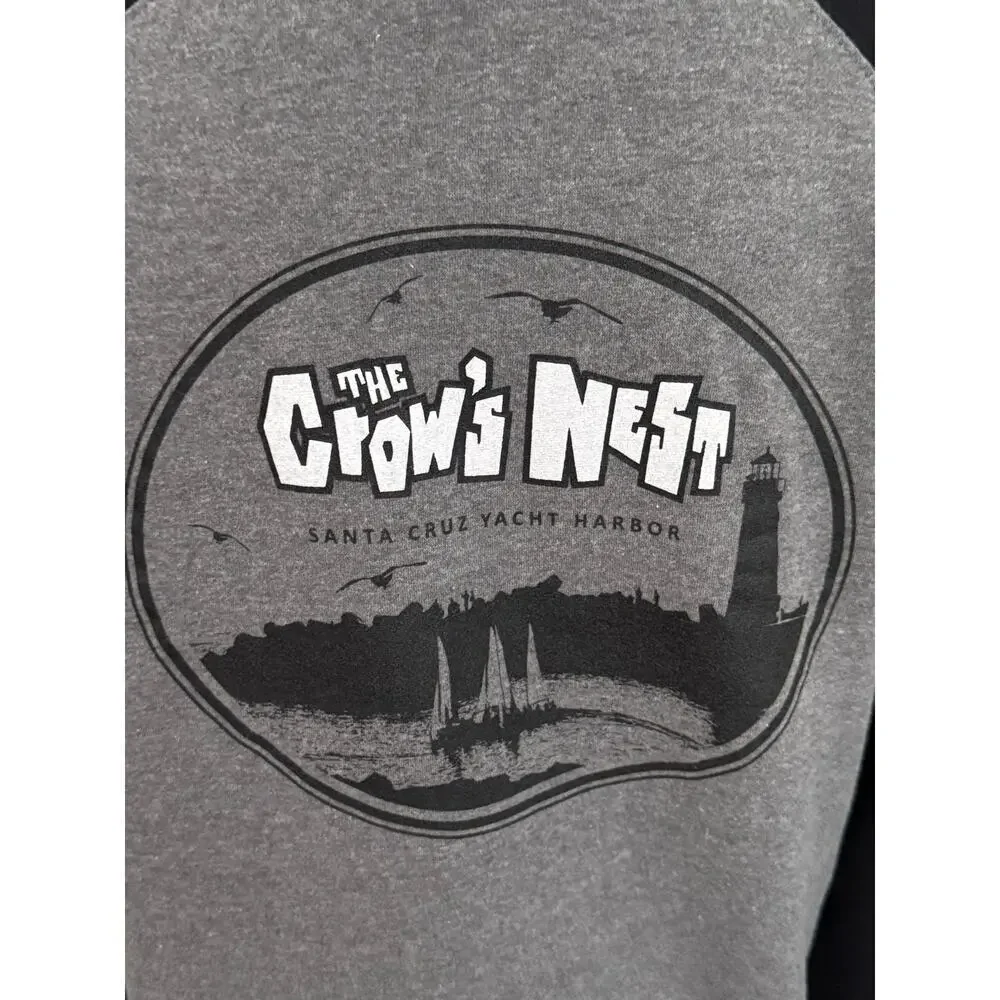 The Crow's Nest Santa Cruz Yacht Harbor Black Gray Hoodie Sweatshirt Unisex SZ S - Picture 4 of 7
